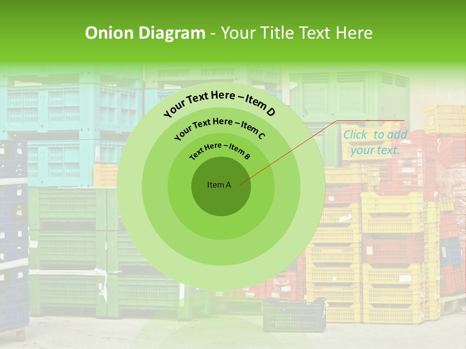 Coloured Stacks Of Fruits And Vegetable Crates In A Storehouse PowerPoint Template