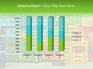 Coloured Stacks Of Fruits And Vegetable Crates In A Storehouse PowerPoint Template