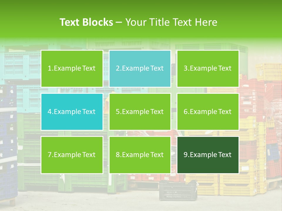 Coloured Stacks Of Fruits And Vegetable Crates In A Storehouse PowerPoint Template