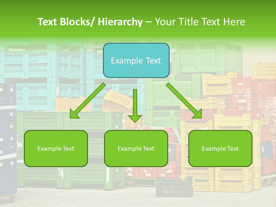 Coloured Stacks Of Fruits And Vegetable Crates In A Storehouse PowerPoint Template