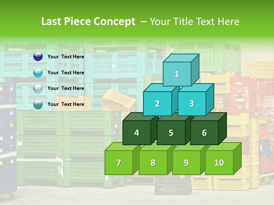 Coloured Stacks Of Fruits And Vegetable Crates In A Storehouse PowerPoint Template