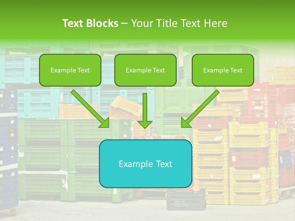 Coloured Stacks Of Fruits And Vegetable Crates In A Storehouse PowerPoint Template