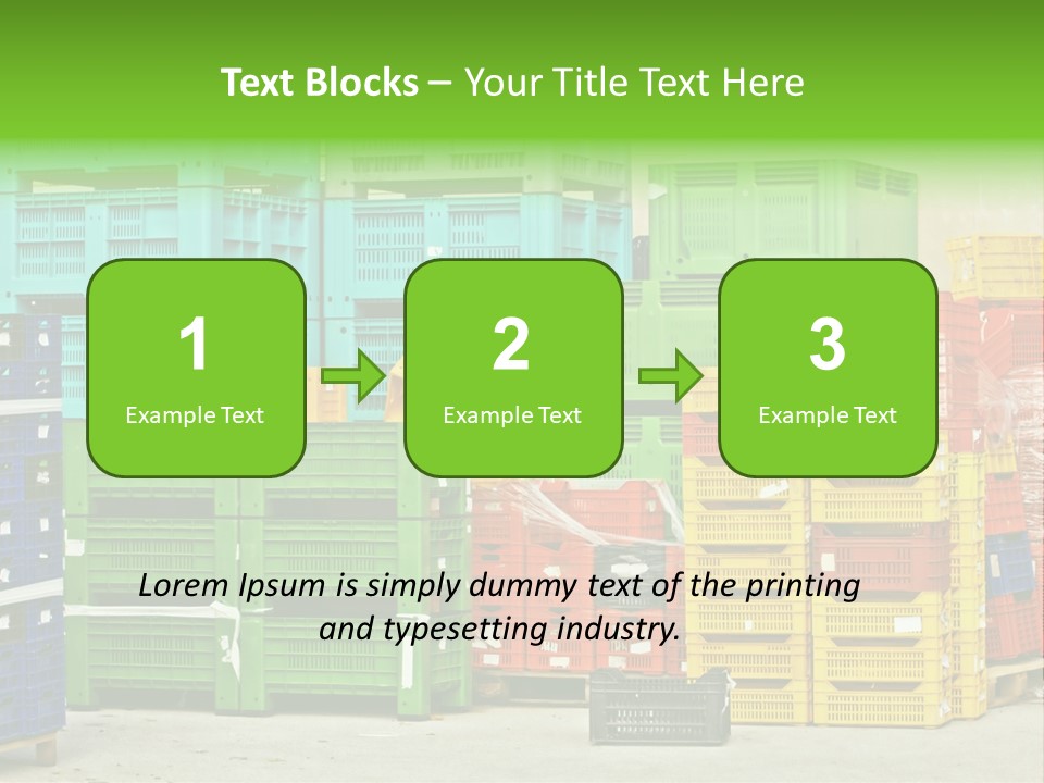 Coloured Stacks Of Fruits And Vegetable Crates In A Storehouse PowerPoint Template