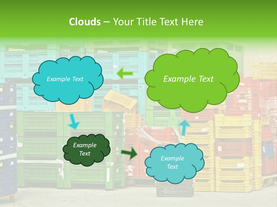 Coloured Stacks Of Fruits And Vegetable Crates In A Storehouse PowerPoint Template