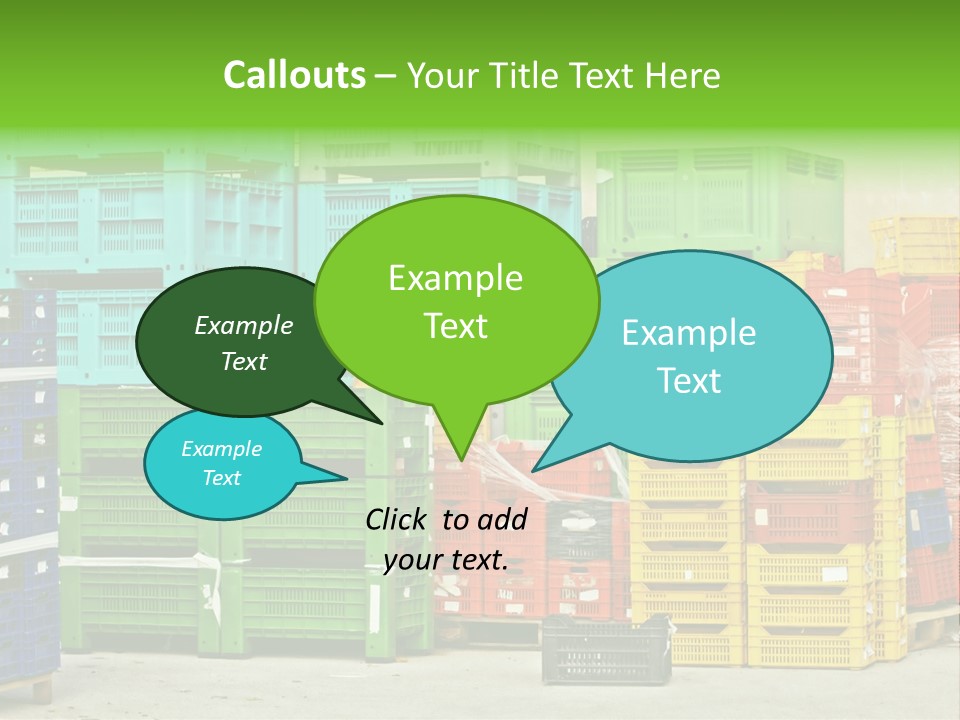 Coloured Stacks Of Fruits And Vegetable Crates In A Storehouse PowerPoint Template