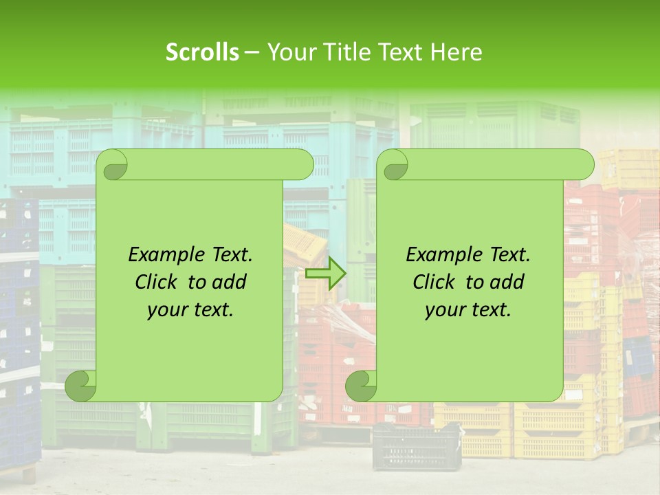 Coloured Stacks Of Fruits And Vegetable Crates In A Storehouse PowerPoint Template