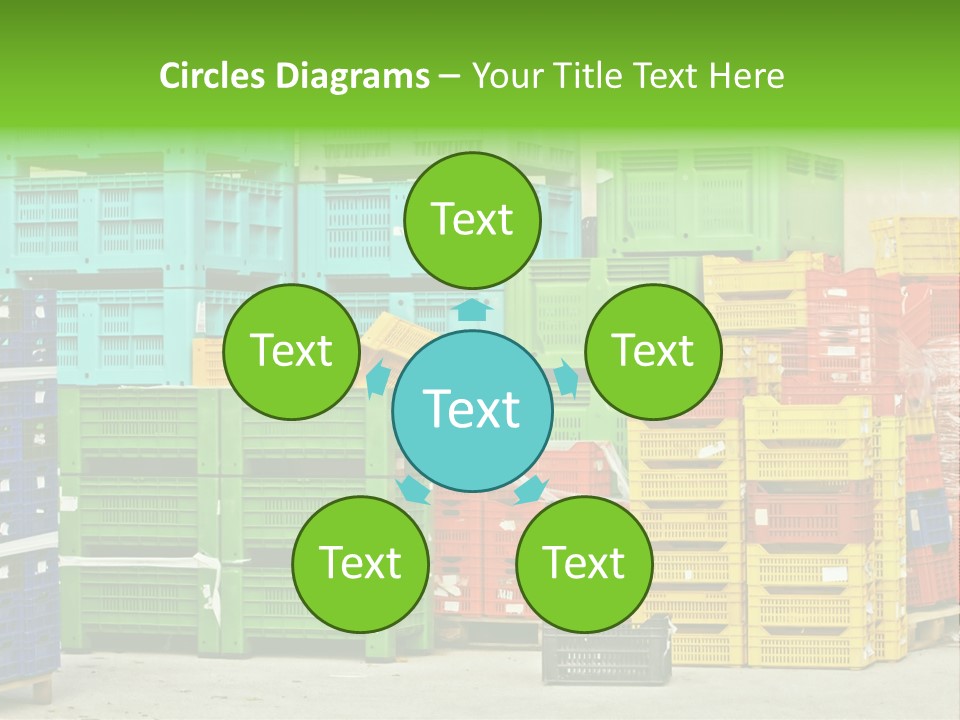 Coloured Stacks Of Fruits And Vegetable Crates In A Storehouse PowerPoint Template