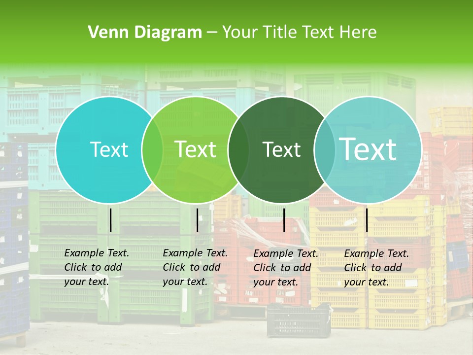 Coloured Stacks Of Fruits And Vegetable Crates In A Storehouse PowerPoint Template