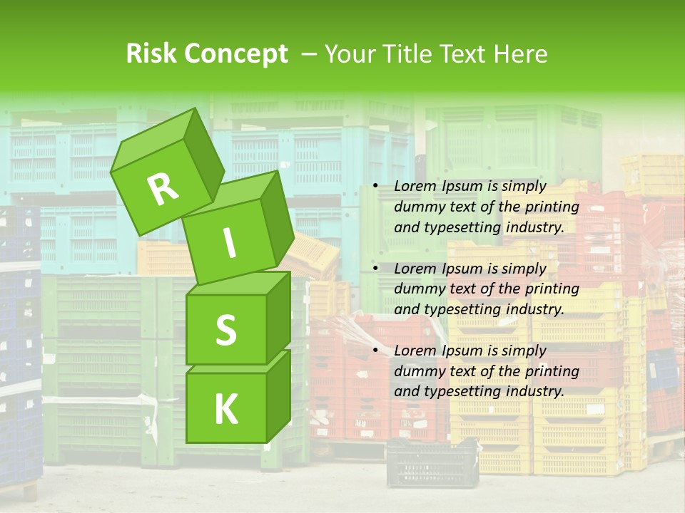 Coloured Stacks Of Fruits And Vegetable Crates In A Storehouse PowerPoint Template