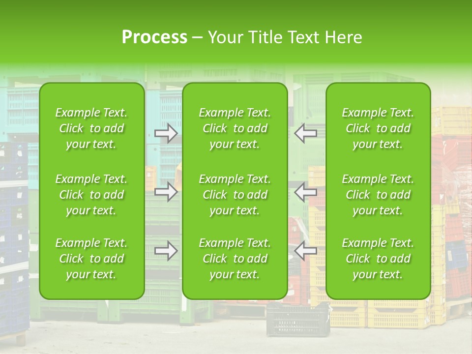 Coloured Stacks Of Fruits And Vegetable Crates In A Storehouse PowerPoint Template