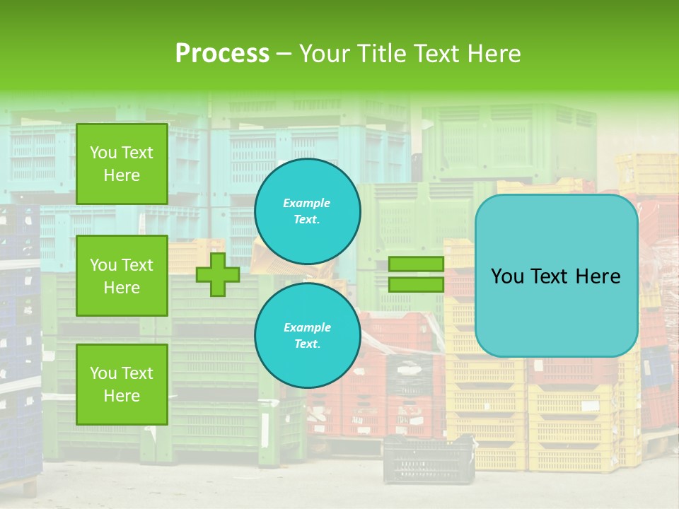 Coloured Stacks Of Fruits And Vegetable Crates In A Storehouse PowerPoint Template
