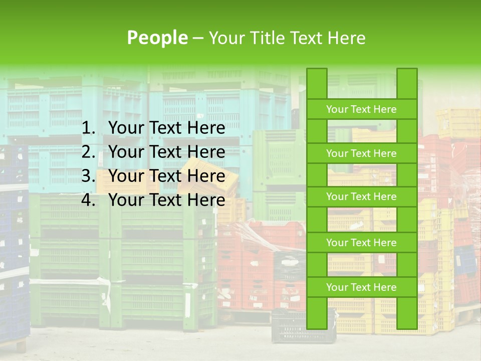 Coloured Stacks Of Fruits And Vegetable Crates In A Storehouse PowerPoint Template