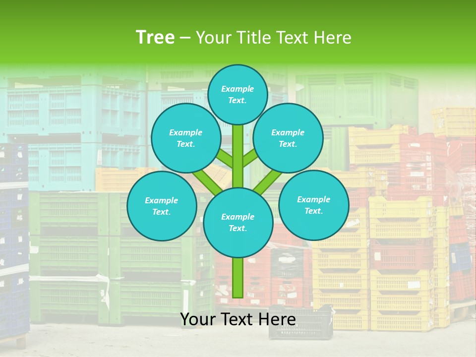 Coloured Stacks Of Fruits And Vegetable Crates In A Storehouse PowerPoint Template