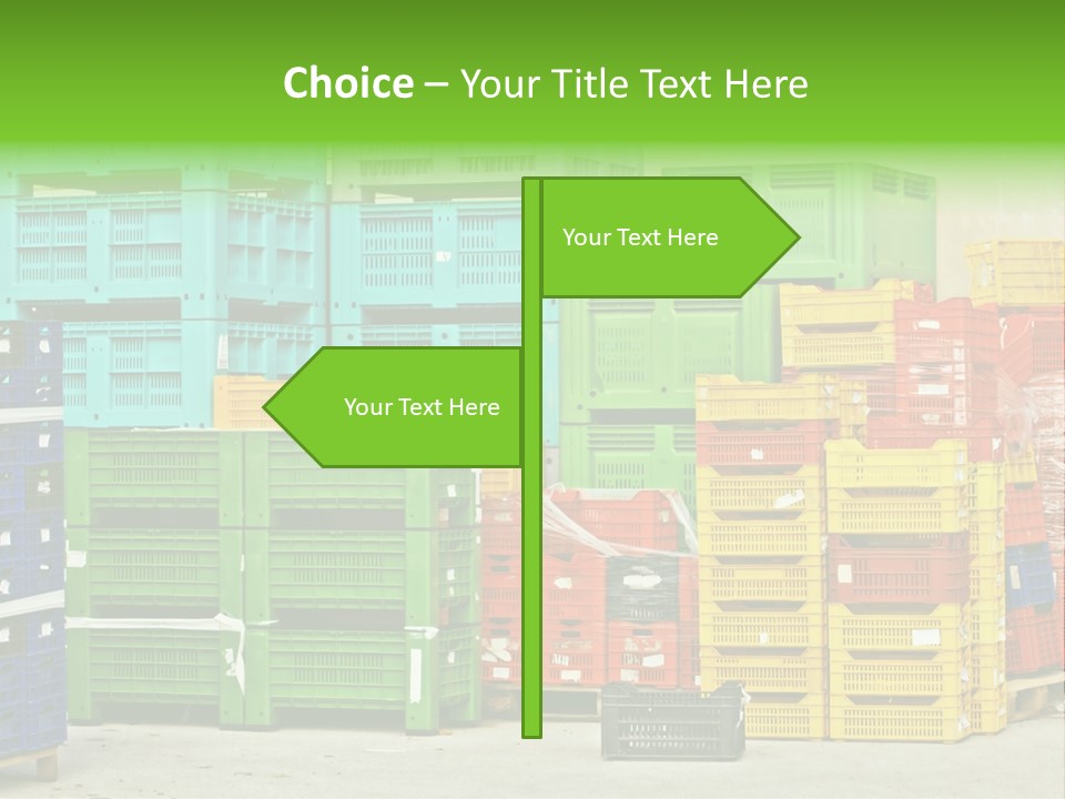 Coloured Stacks Of Fruits And Vegetable Crates In A Storehouse PowerPoint Template