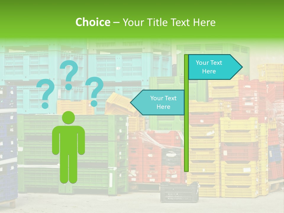 Coloured Stacks Of Fruits And Vegetable Crates In A Storehouse PowerPoint Template