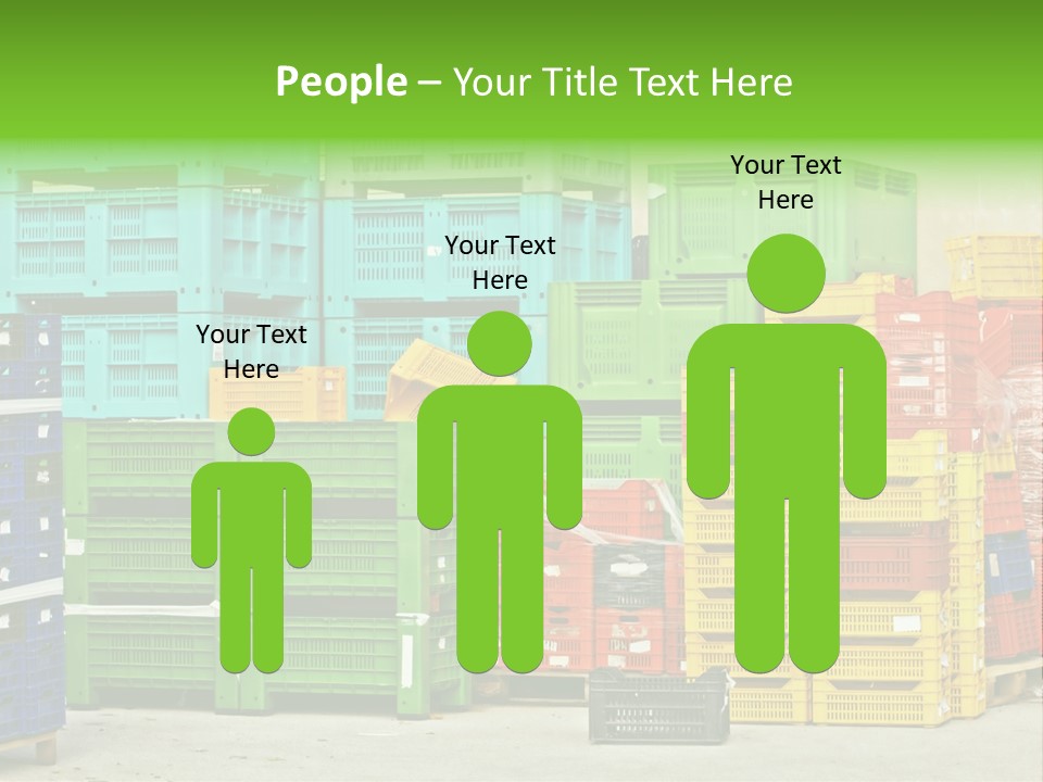 Coloured Stacks Of Fruits And Vegetable Crates In A Storehouse PowerPoint Template