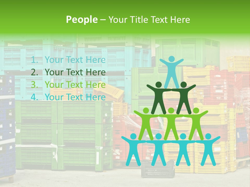 Coloured Stacks Of Fruits And Vegetable Crates In A Storehouse PowerPoint Template