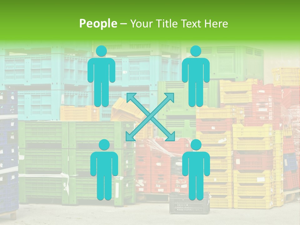Coloured Stacks Of Fruits And Vegetable Crates In A Storehouse PowerPoint Template