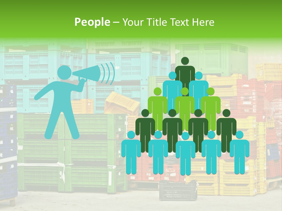 Coloured Stacks Of Fruits And Vegetable Crates In A Storehouse PowerPoint Template