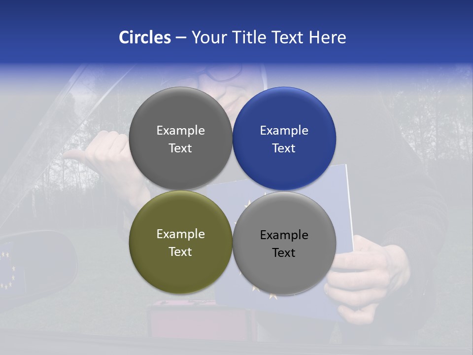 A Man Holding A Blue Box With A European Flag On It PowerPoint Template