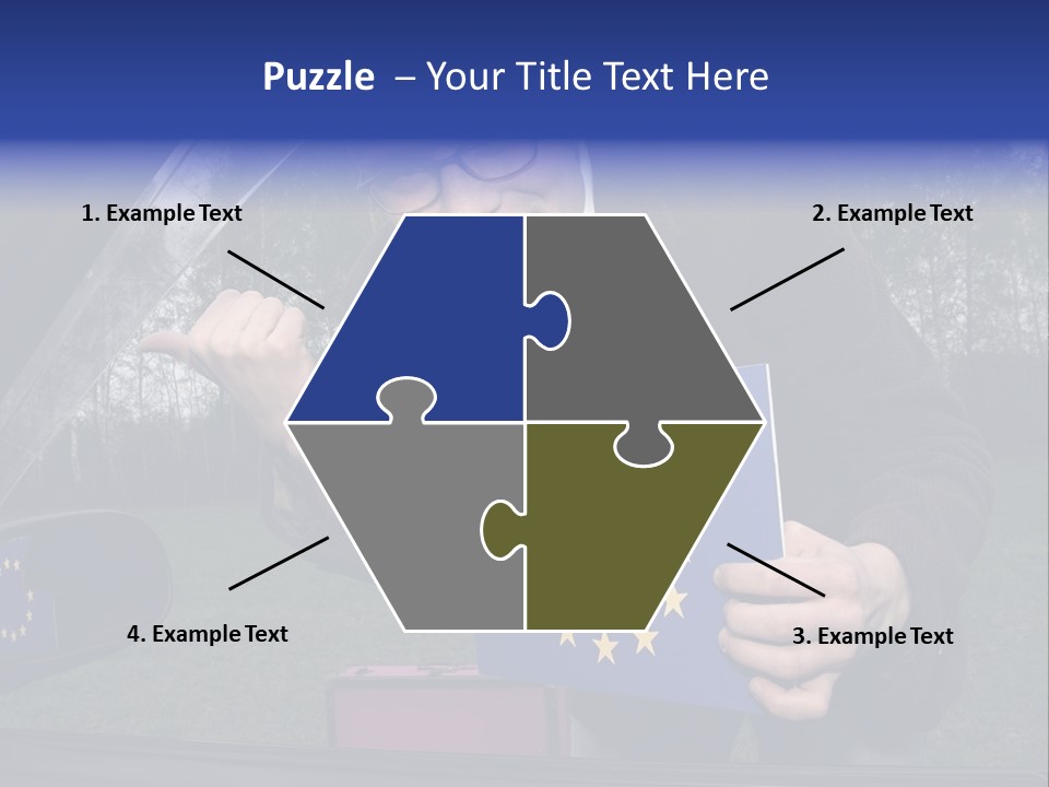 A Man Holding A Blue Box With A European Flag On It PowerPoint Template