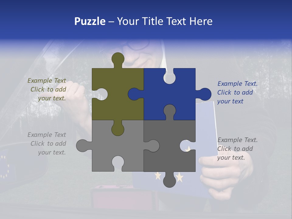 A Man Holding A Blue Box With A European Flag On It PowerPoint Template