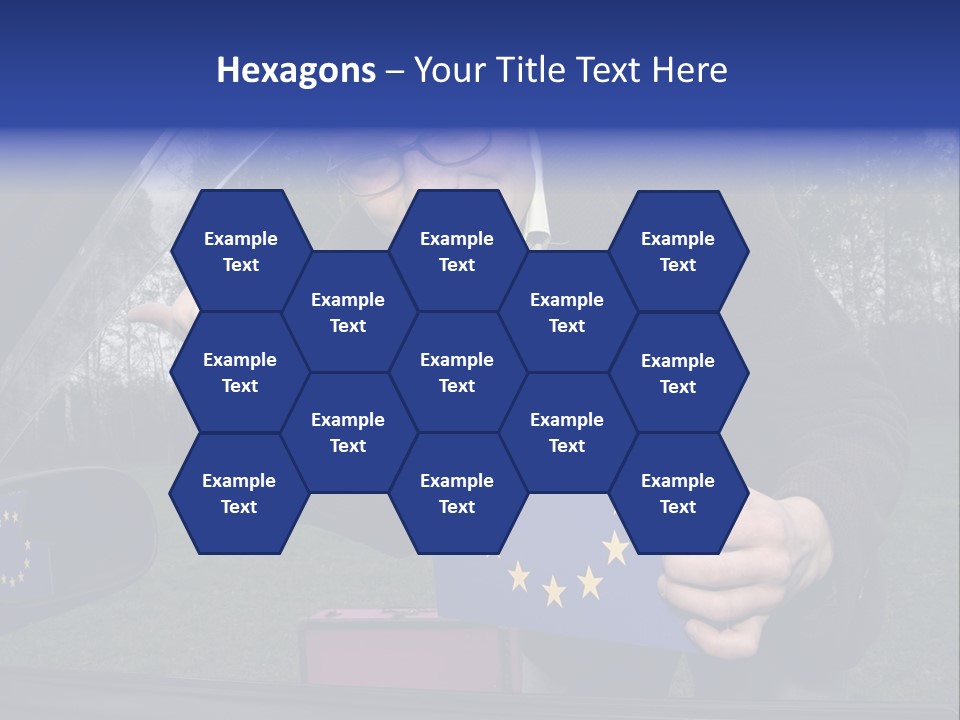 A Man Holding A Blue Box With A European Flag On It PowerPoint Template