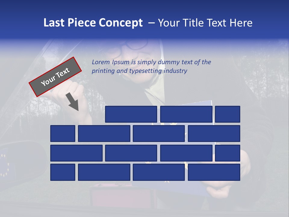 A Man Holding A Blue Box With A European Flag On It PowerPoint Template