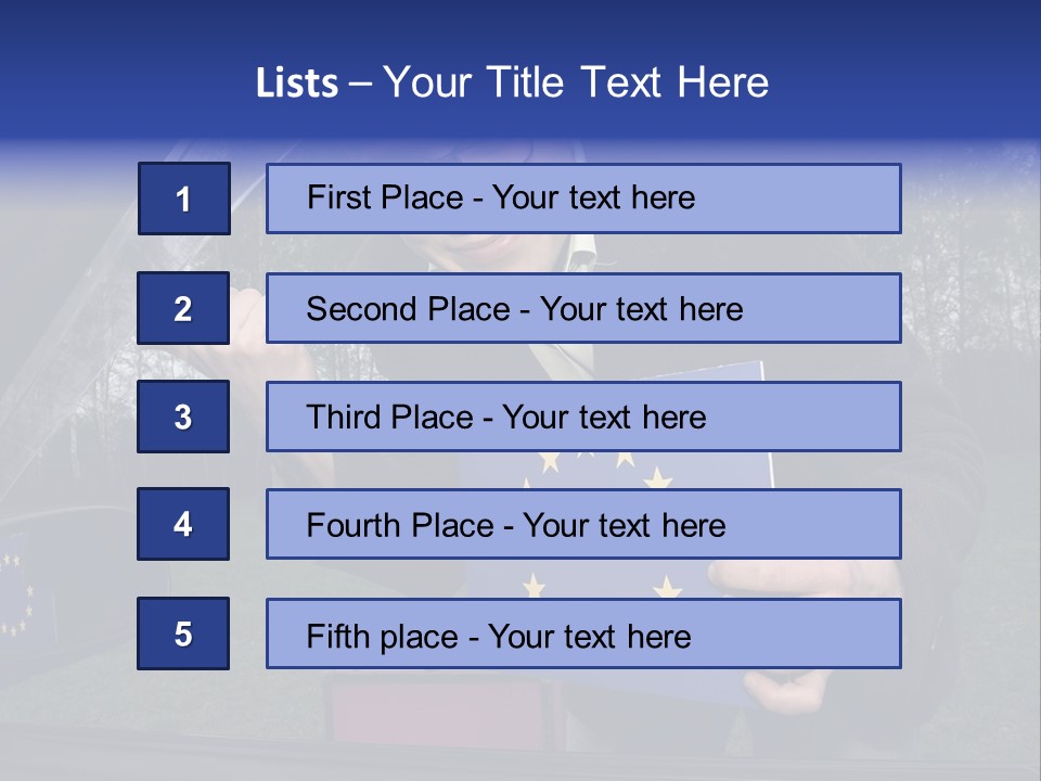 A Man Holding A Blue Box With A European Flag On It PowerPoint Template