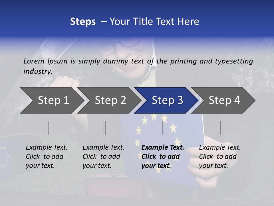 A Man Holding A Blue Box With A European Flag On It PowerPoint Template
