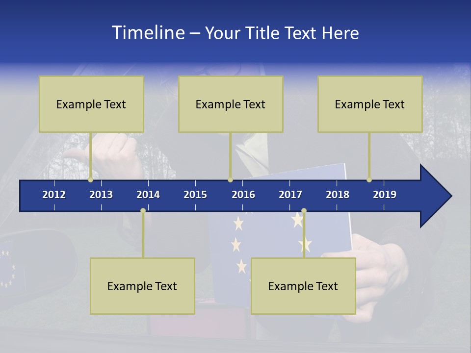 A Man Holding A Blue Box With A European Flag On It PowerPoint Template