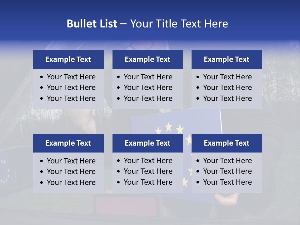 A Man Holding A Blue Box With A European Flag On It PowerPoint Template