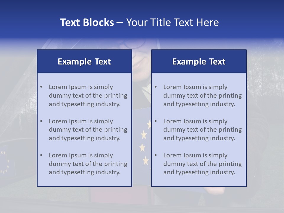 A Man Holding A Blue Box With A European Flag On It PowerPoint Template