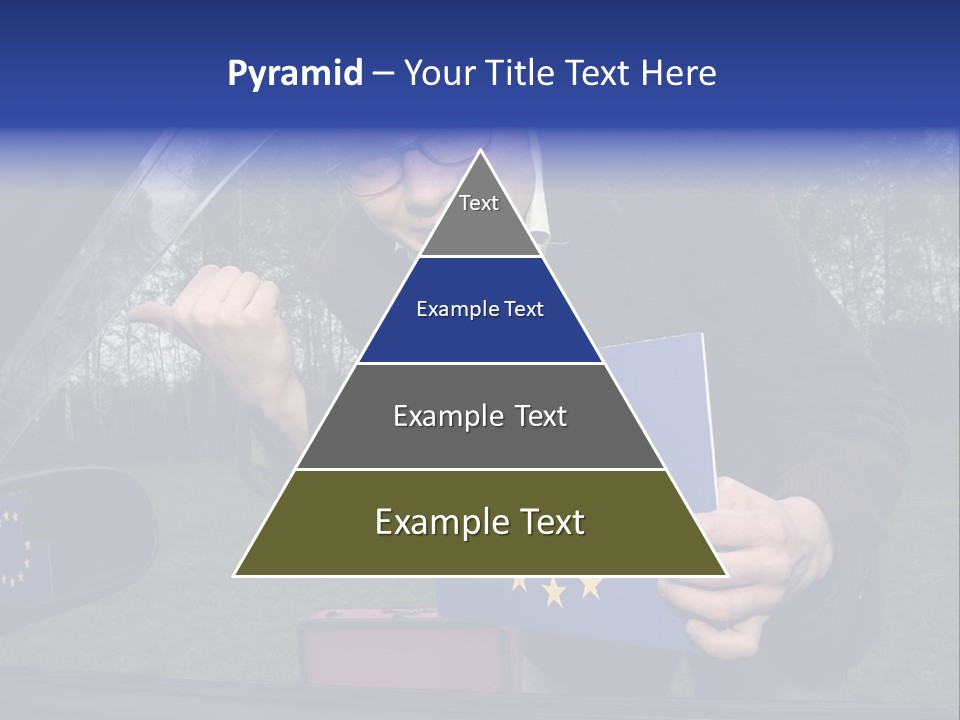 A Man Holding A Blue Box With A European Flag On It PowerPoint Template
