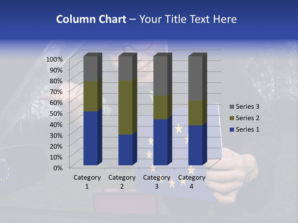 A Man Holding A Blue Box With A European Flag On It PowerPoint Template