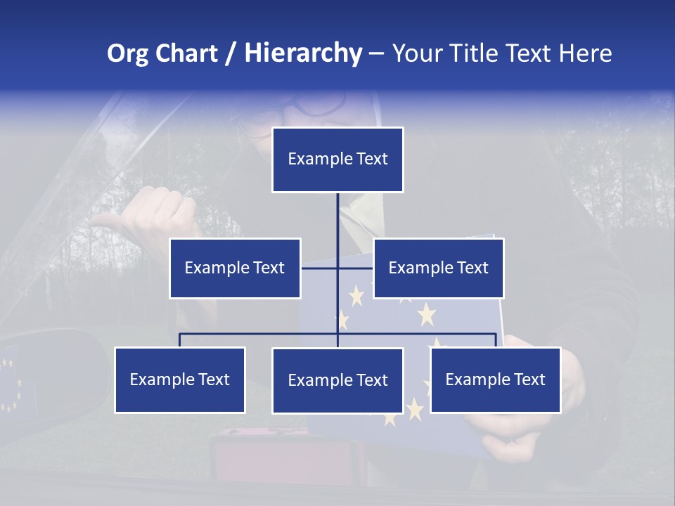 A Man Holding A Blue Box With A European Flag On It PowerPoint Template