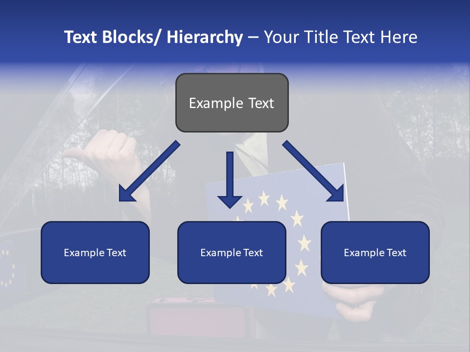 A Man Holding A Blue Box With A European Flag On It PowerPoint Template