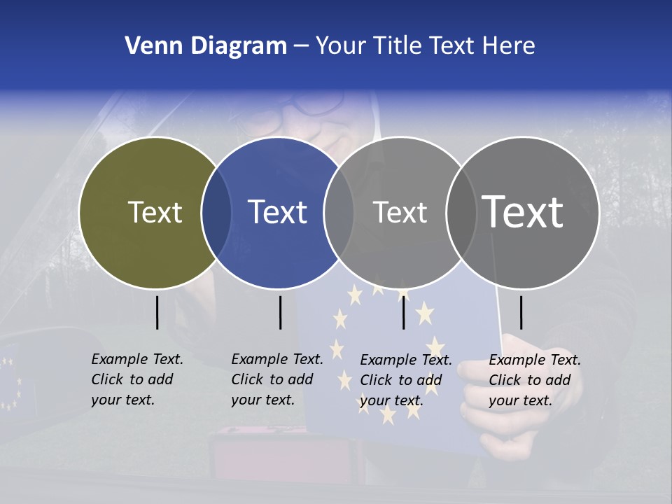 A Man Holding A Blue Box With A European Flag On It PowerPoint Template
