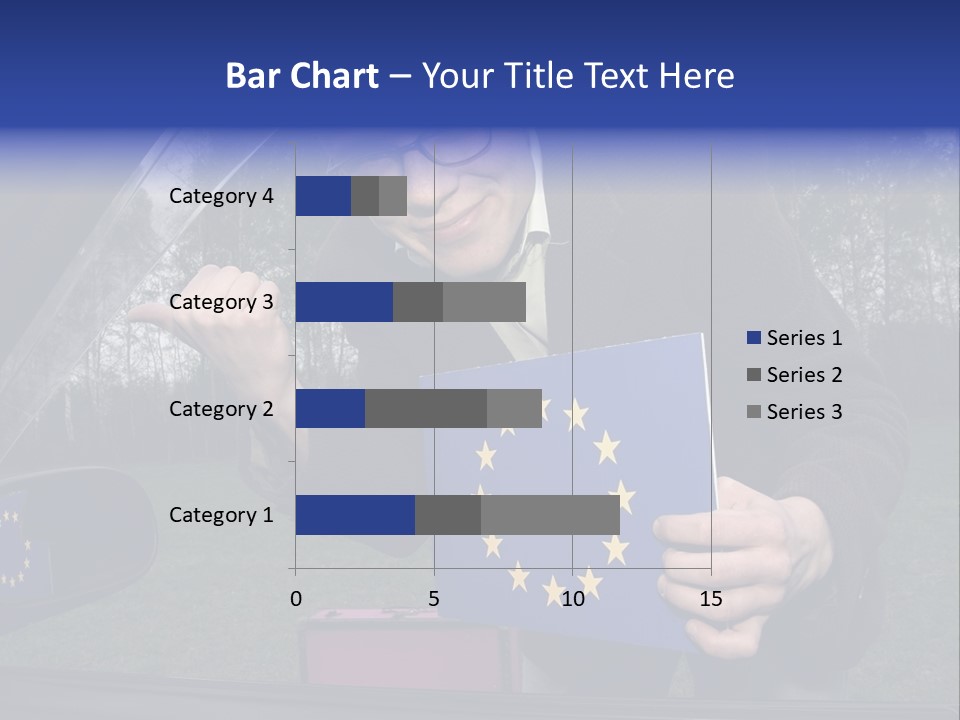 A Man Holding A Blue Box With A European Flag On It PowerPoint Template