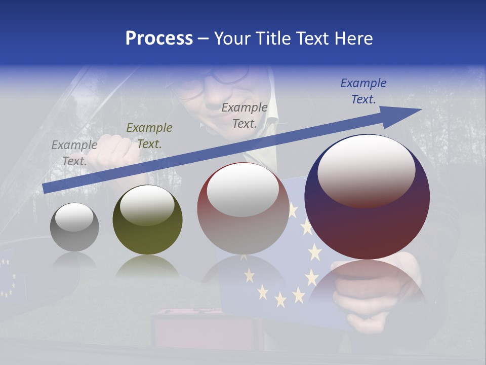 A Man Holding A Blue Box With A European Flag On It PowerPoint Template