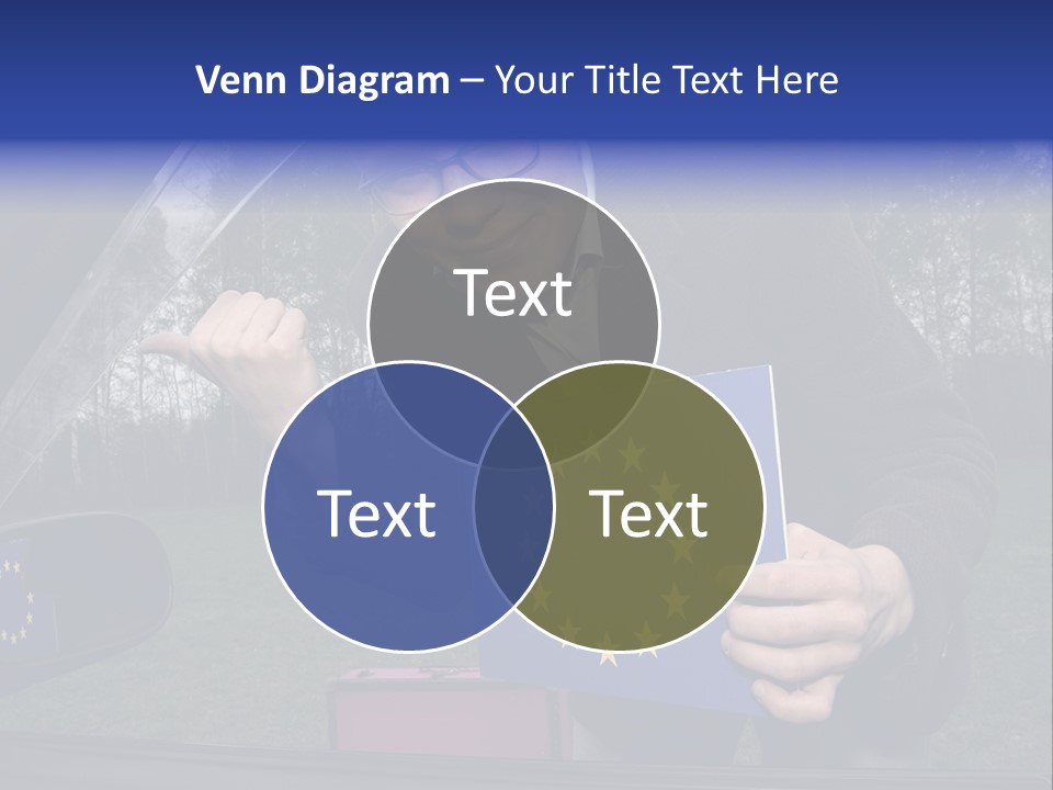 A Man Holding A Blue Box With A European Flag On It PowerPoint Template