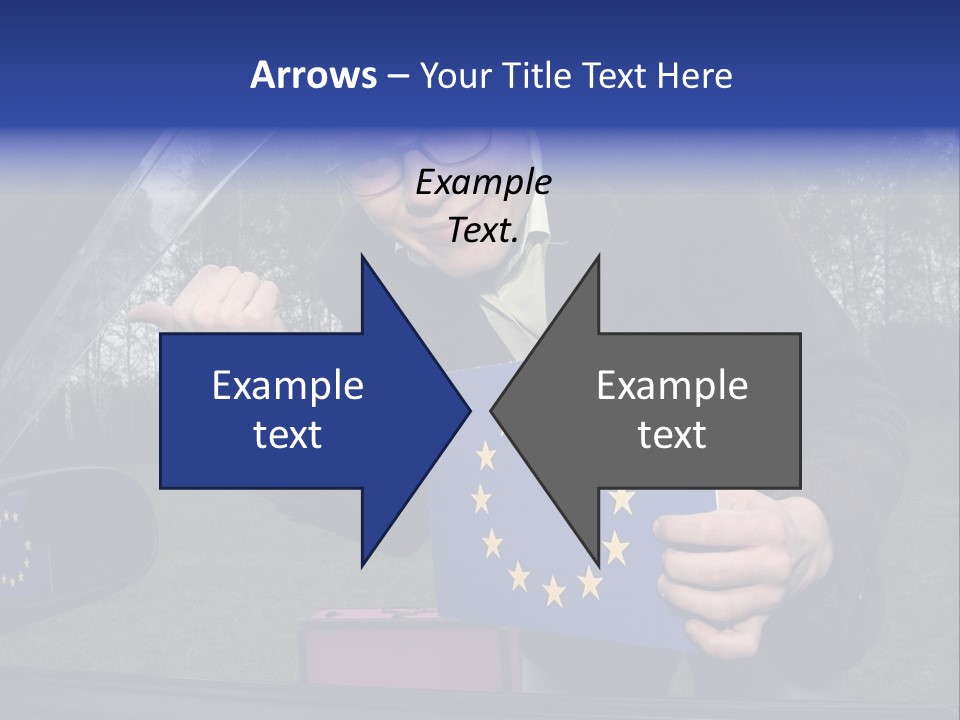 A Man Holding A Blue Box With A European Flag On It PowerPoint Template