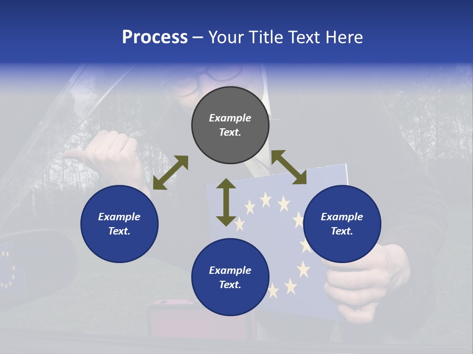 A Man Holding A Blue Box With A European Flag On It PowerPoint Template