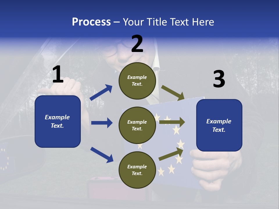 A Man Holding A Blue Box With A European Flag On It PowerPoint Template