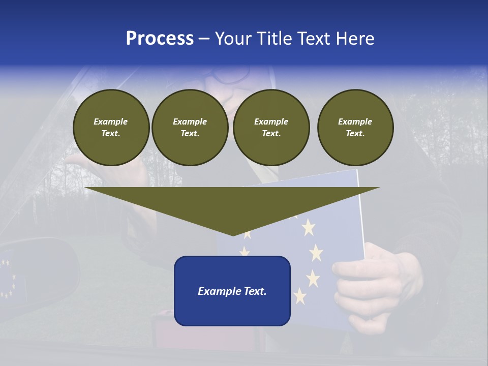 A Man Holding A Blue Box With A European Flag On It PowerPoint Template