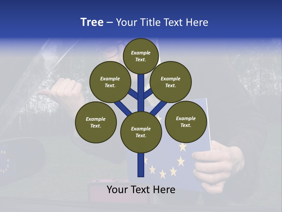 A Man Holding A Blue Box With A European Flag On It PowerPoint Template