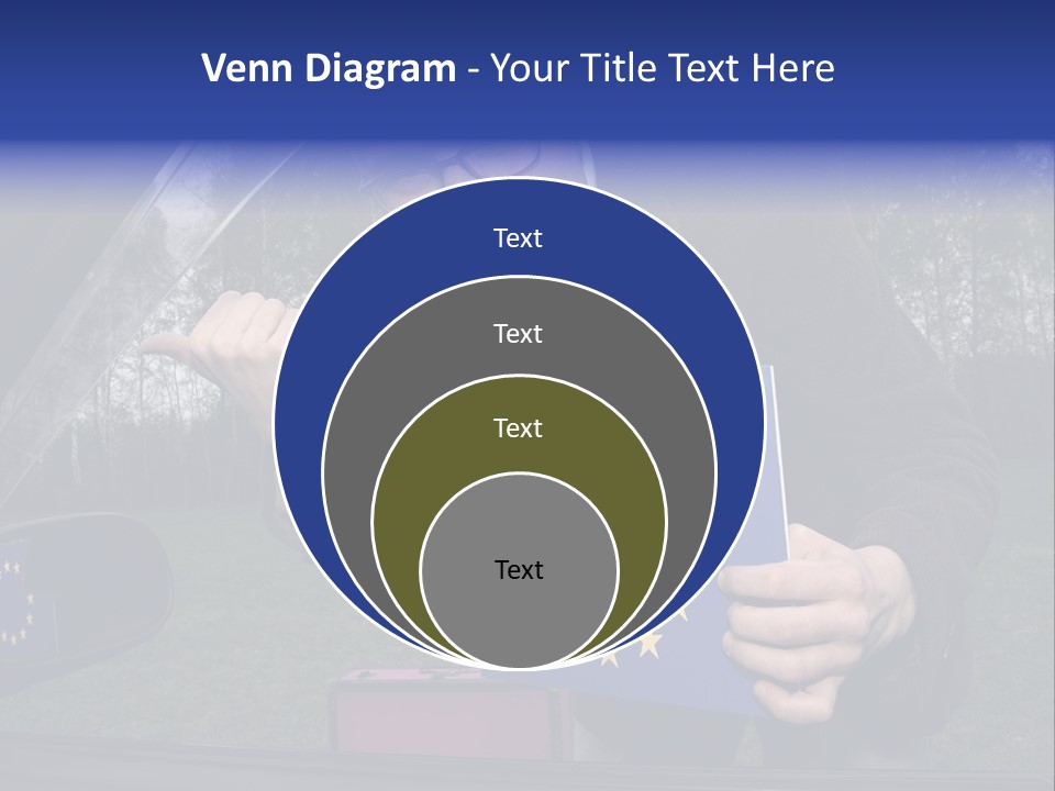 A Man Holding A Blue Box With A European Flag On It PowerPoint Template