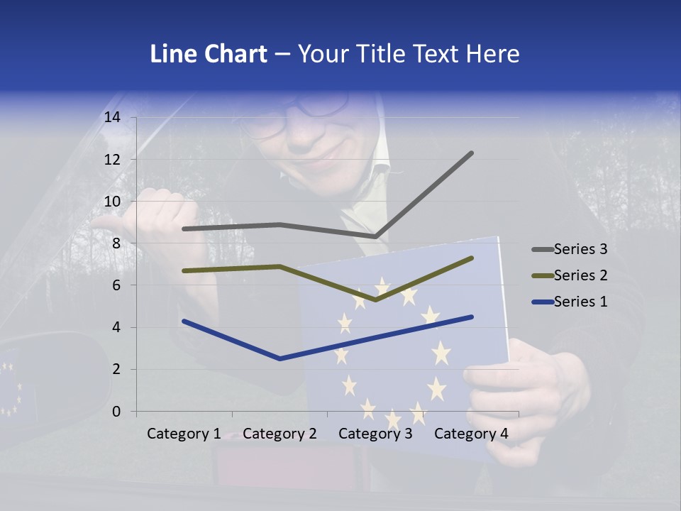 A Man Holding A Blue Box With A European Flag On It PowerPoint Template