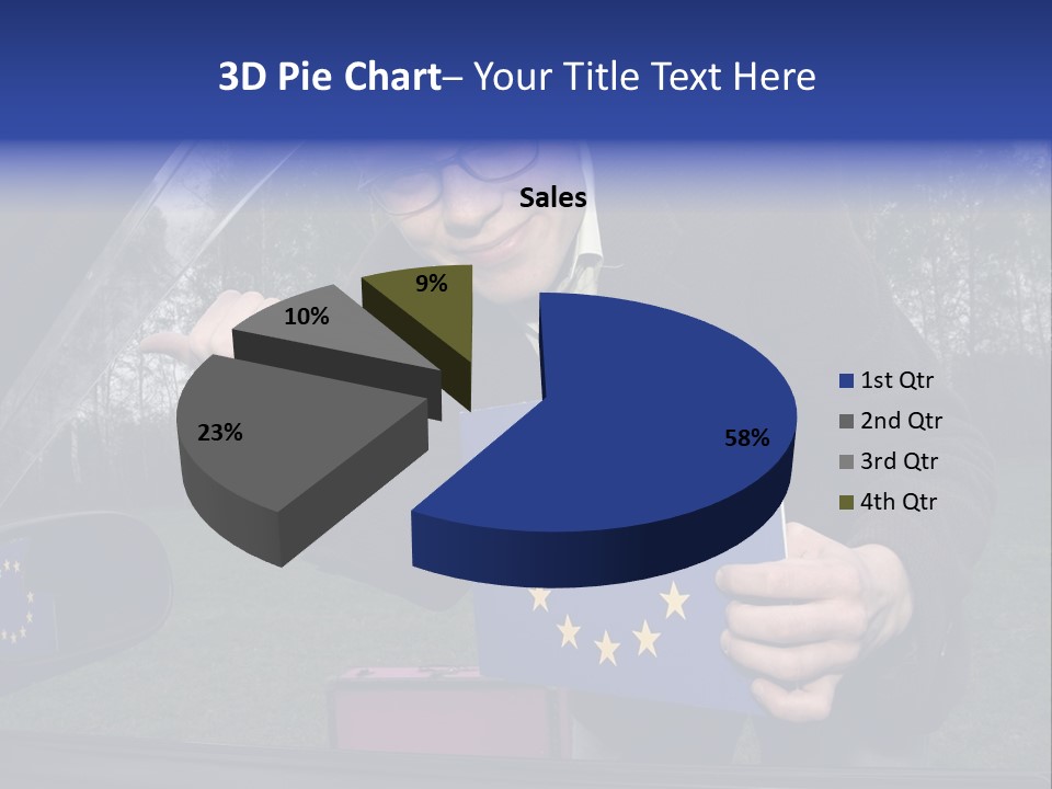 A Man Holding A Blue Box With A European Flag On It PowerPoint Template