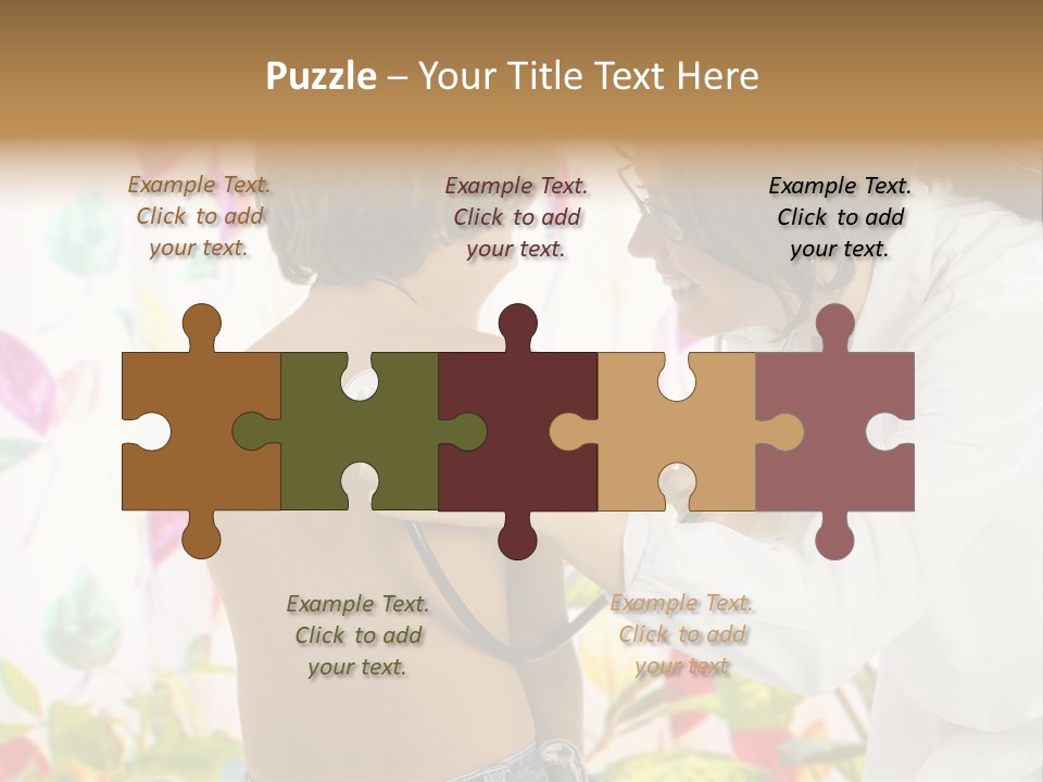 Young And Cute Female Doctor Visiting With A Stethoscope A Little Boy PowerPoint Template